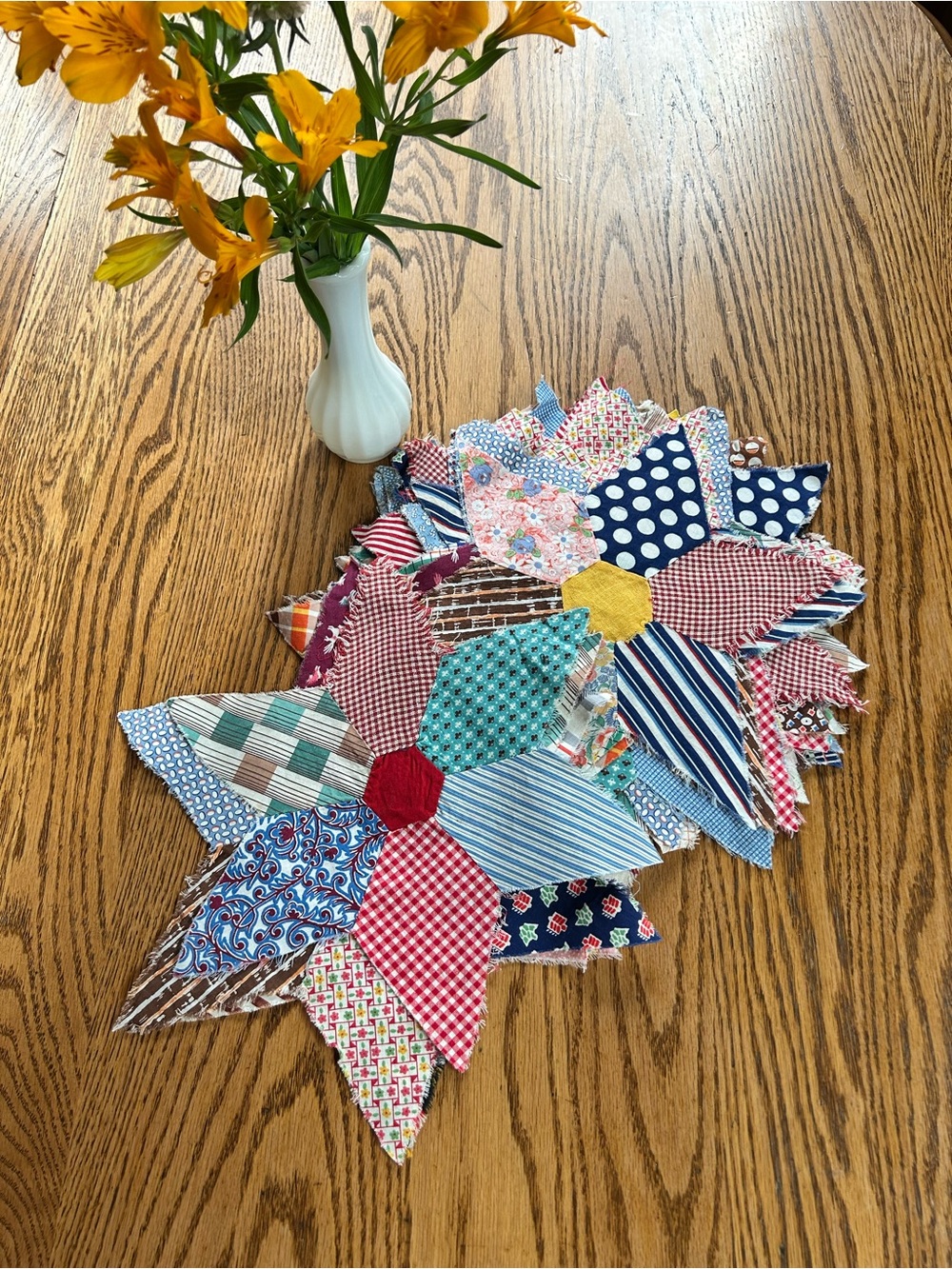 Handmade Star quilt pieces  Patchwork 1920s to 1940s fabric